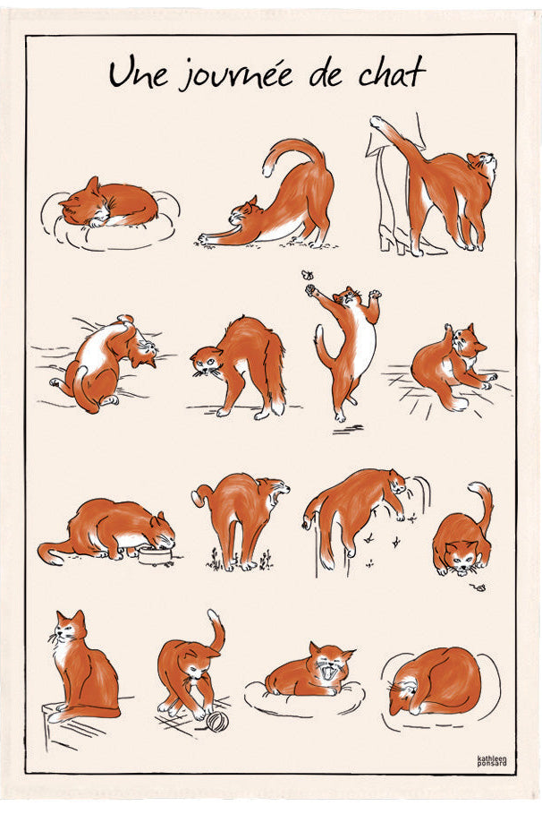 Torchon Dubout - Journée de chat