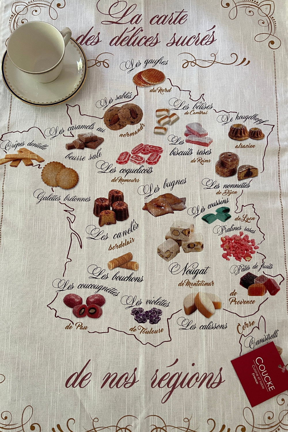 Gourmande Map Linen Tea Towel