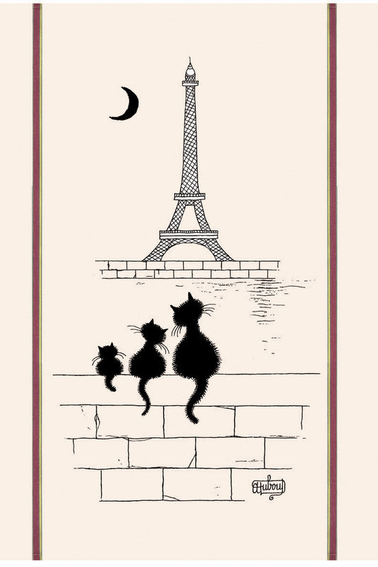 Grand Torchon Dubout - Chats tour eiffel - écru