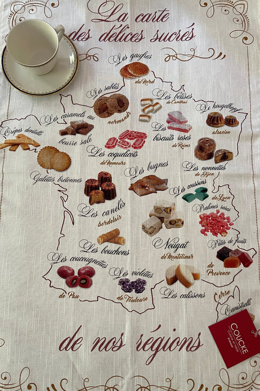 Gourmande Map Linen Tea Towel
