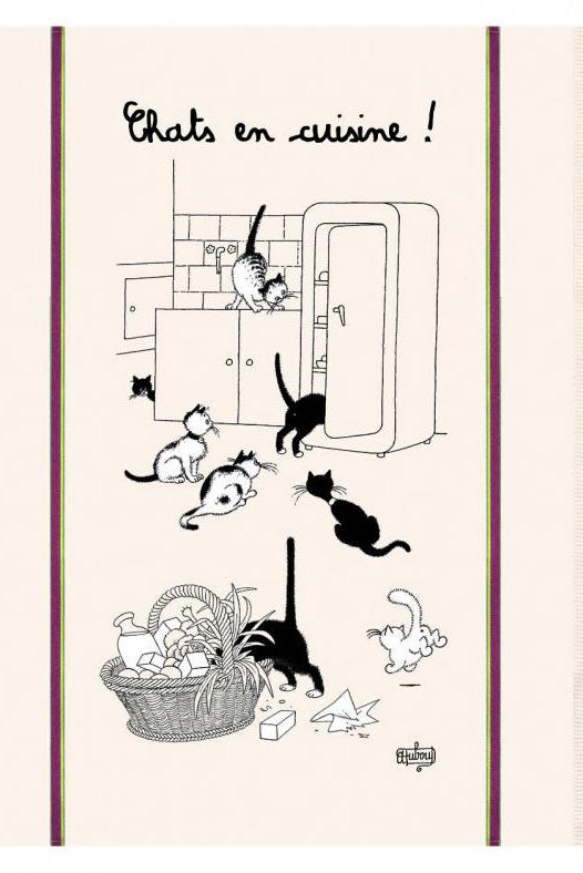 Grand Torchon Dubout - Chats en cuisine